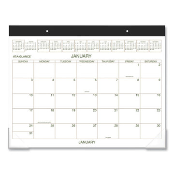 AT-A-GLANCE® Two-color Desk Pad, 22 X 17, White Sheets, Black Binding, Clear Corners, 12-month (jan To Dec): 2022 freeshipping - TVN Wholesale